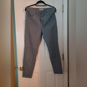 Madewell blue and white stripe 9" midrise skinny jeans size 31